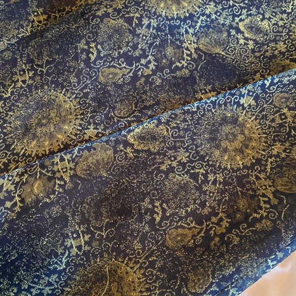 Lafayette 148 New York blue & gold metallic brocade cropped pants, 10 - Picture 7 of 9